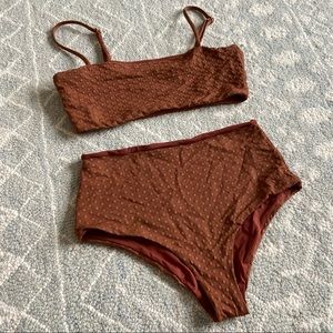 L*Space On the Dot Texure Rebel Bikini set in Tobacco